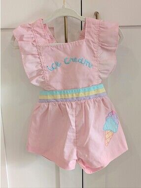 Vintage Pink 'Ice Cream' Ruffle Romper